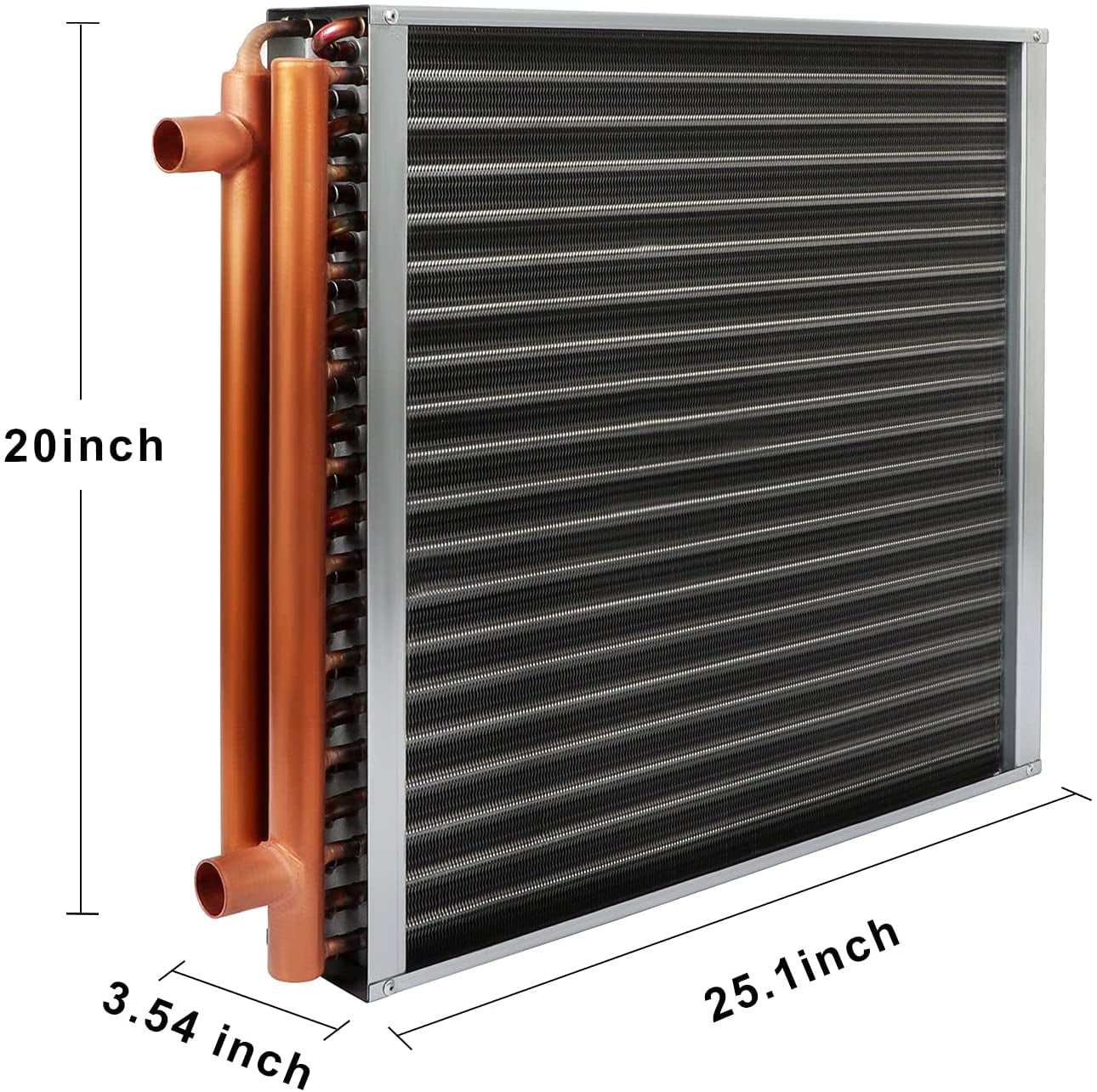 20" x 20" Water to Air Heat Exchanger with 1" Copper Ports Perfectly with Outdoor Furnace Ideal for Residential HVAC Sizeystem