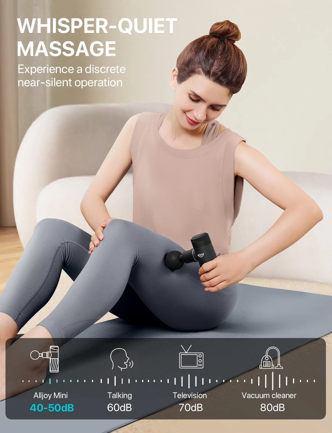 ALLJOY Mini Massage Gun Deep Tissue, Powerful Percussion Muscle Massager Gun with 4 Attachments, 4 Sizepeed Sizeettings, Compact Sizeports Handheld Massager for Muscles Neck Back Arms