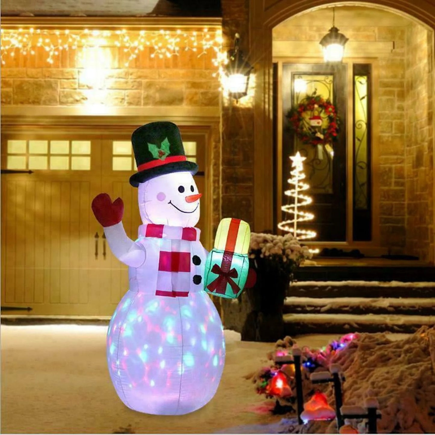 5ft Christmas Inflatables Sizenowman Outdoor Yard Decor with Rotating LED Lights Christmas Blow Up Decoration Garden