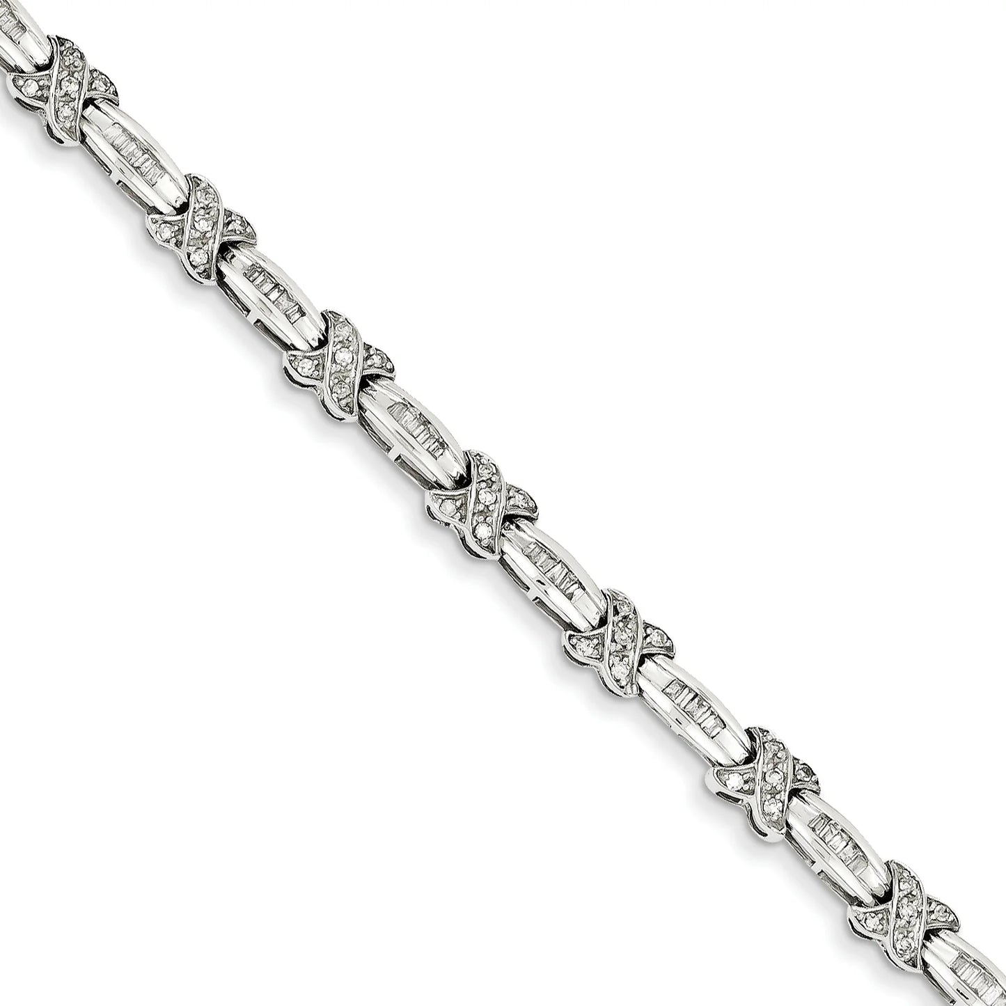 14k Ivory Gold Diamond X Bracelet. Carat Wt- 0.98ct