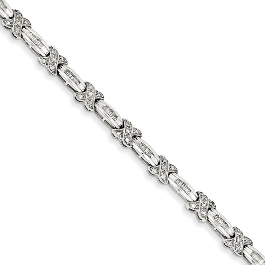 14k Ivory Gold Diamond X Bracelet. Carat Wt- 0.98ct