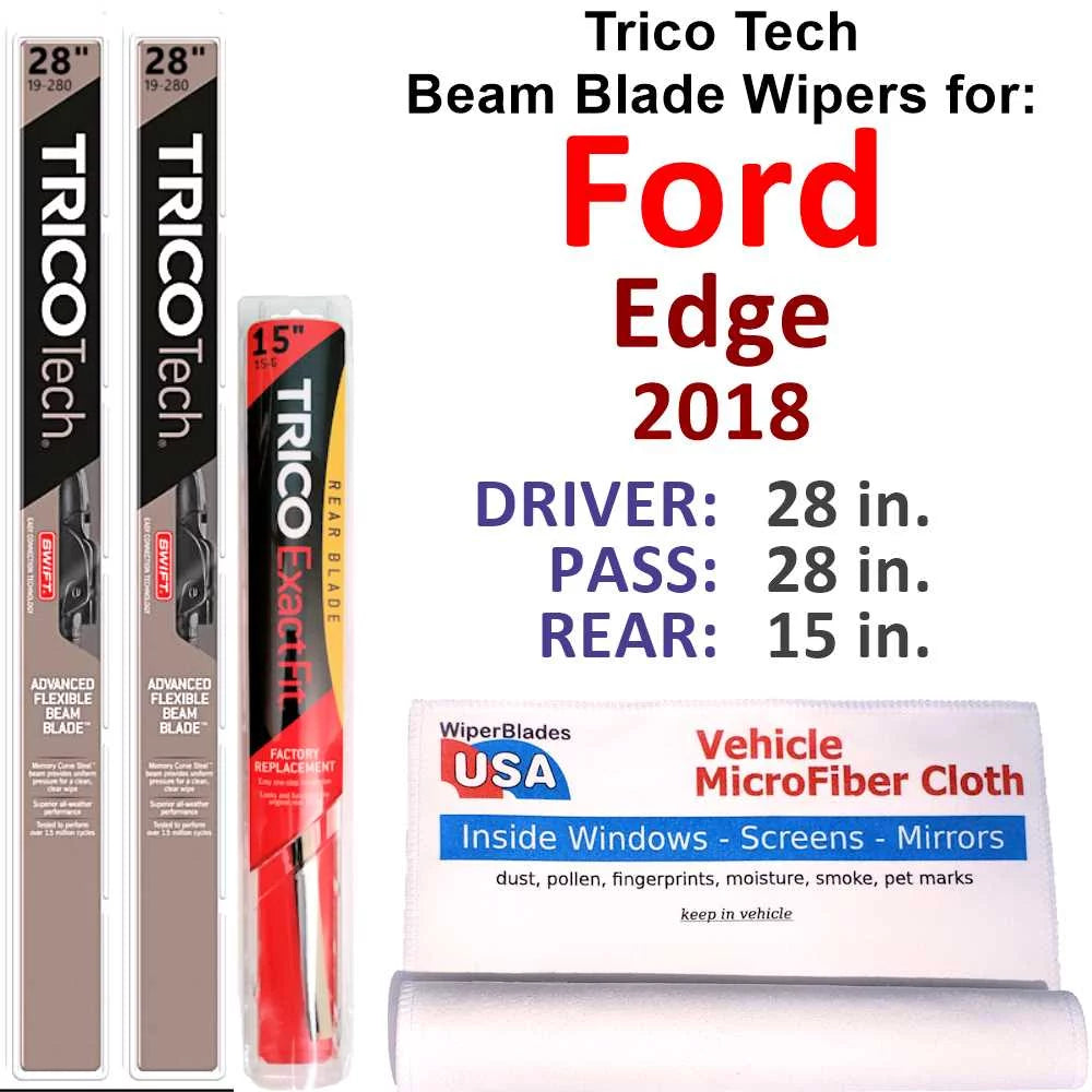 2018 Ford Edge Beam Blade Wipers (Sizeet of 3) w/Rear Wiper