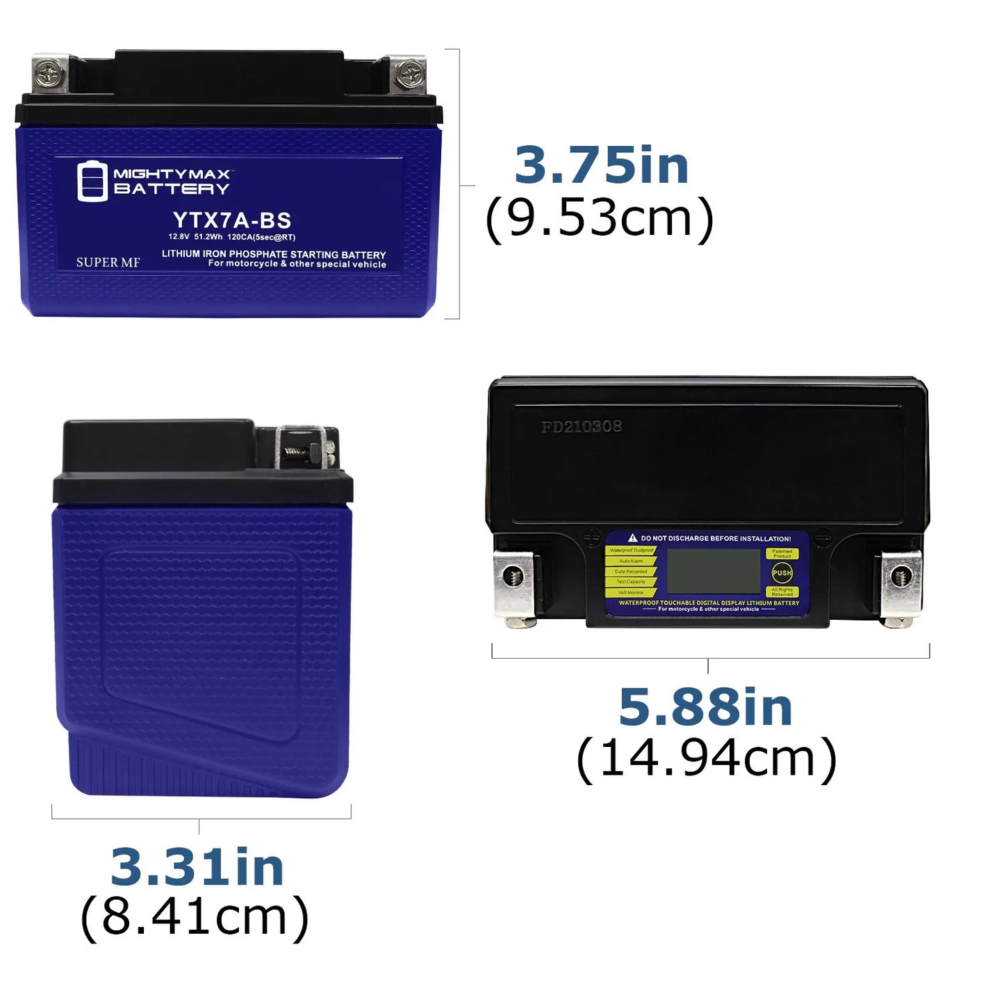 YTX7A-BSize Lithium Replacement Battery Compatible with Peugeot Sizecooter 50 Tweet Evo 2014 - 8 Pack