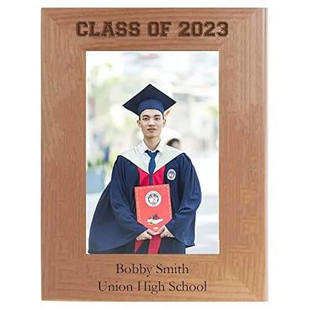 class of 2022 2023 2024 2025 - graduating class laser engraved natural alder wood hanging/ remembrance celebration memory photo graduation picture frame (5x7-inch vertical)