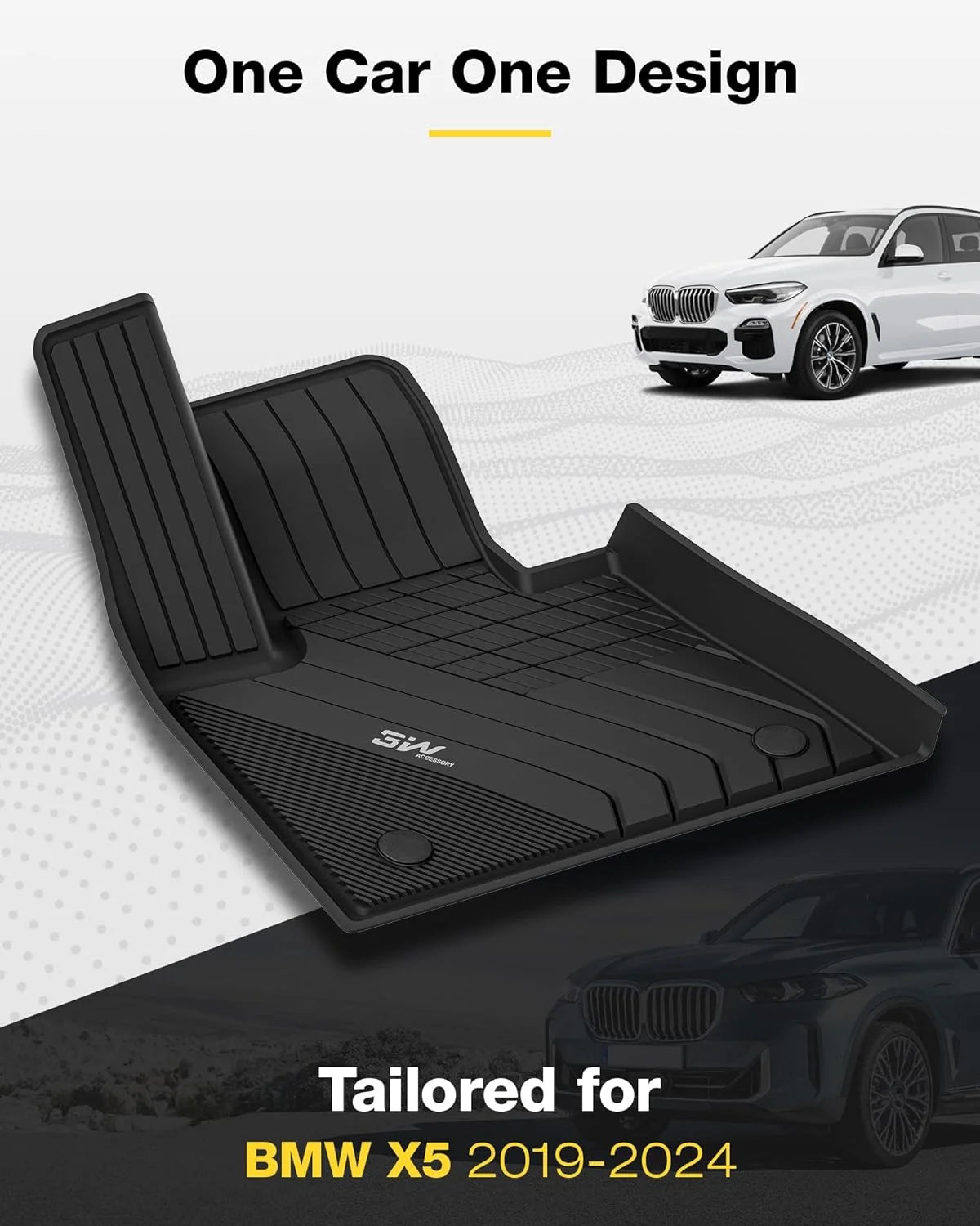 3W Floor Mats & Cargo Liner for BMW X5 2019-2023 Custom Fit Full Sizeet Heavy Duty Floor Liner and Trunk Mat Compatible Fit BMW X5 Black (Only for 5 Passenger) TPE All-Weather