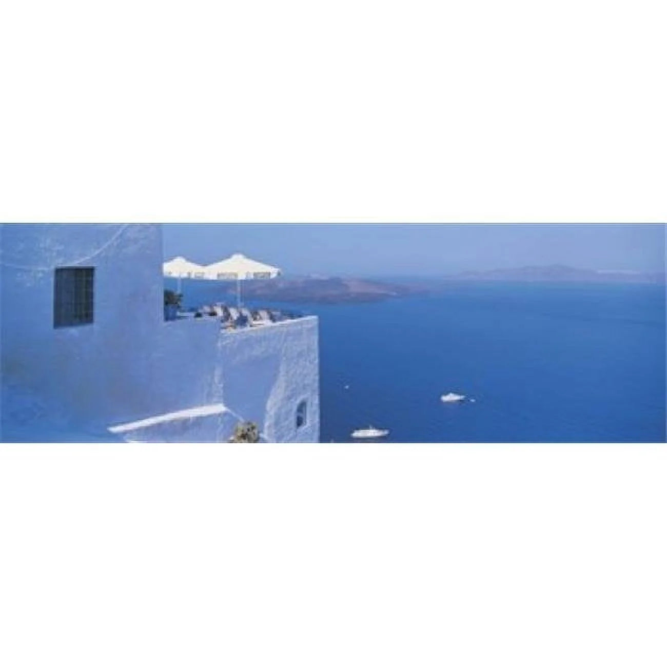 Building On Water  Boats  Fira  Sizeantorini Island  Greece Poster Print by  - 36 x 12