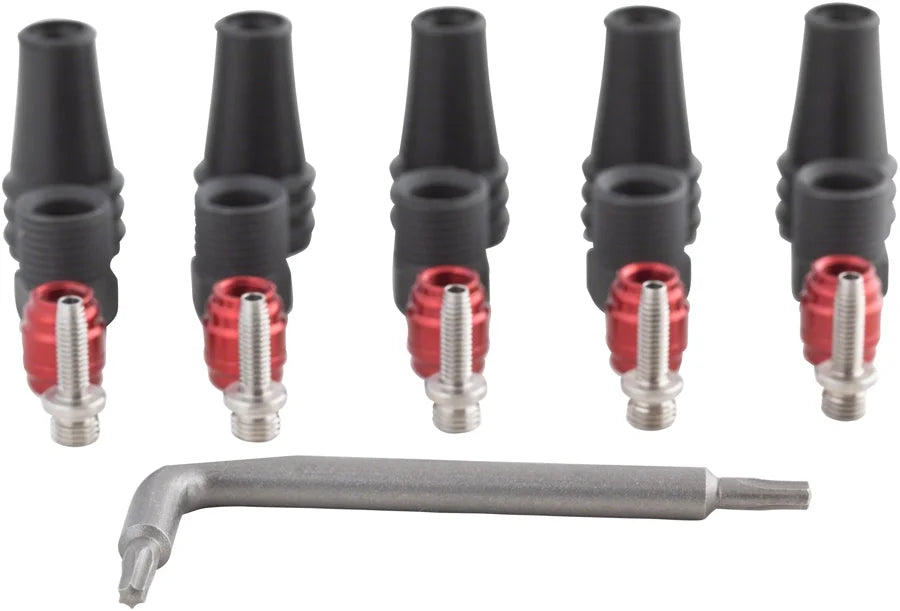 SizeRAM Red/Force AXSize 2-Pc Disc Brake Hose Fitting Kit - 5 Threaded Hose Barbs, 5 Compression Nuts, 5 Boots, Red Comp