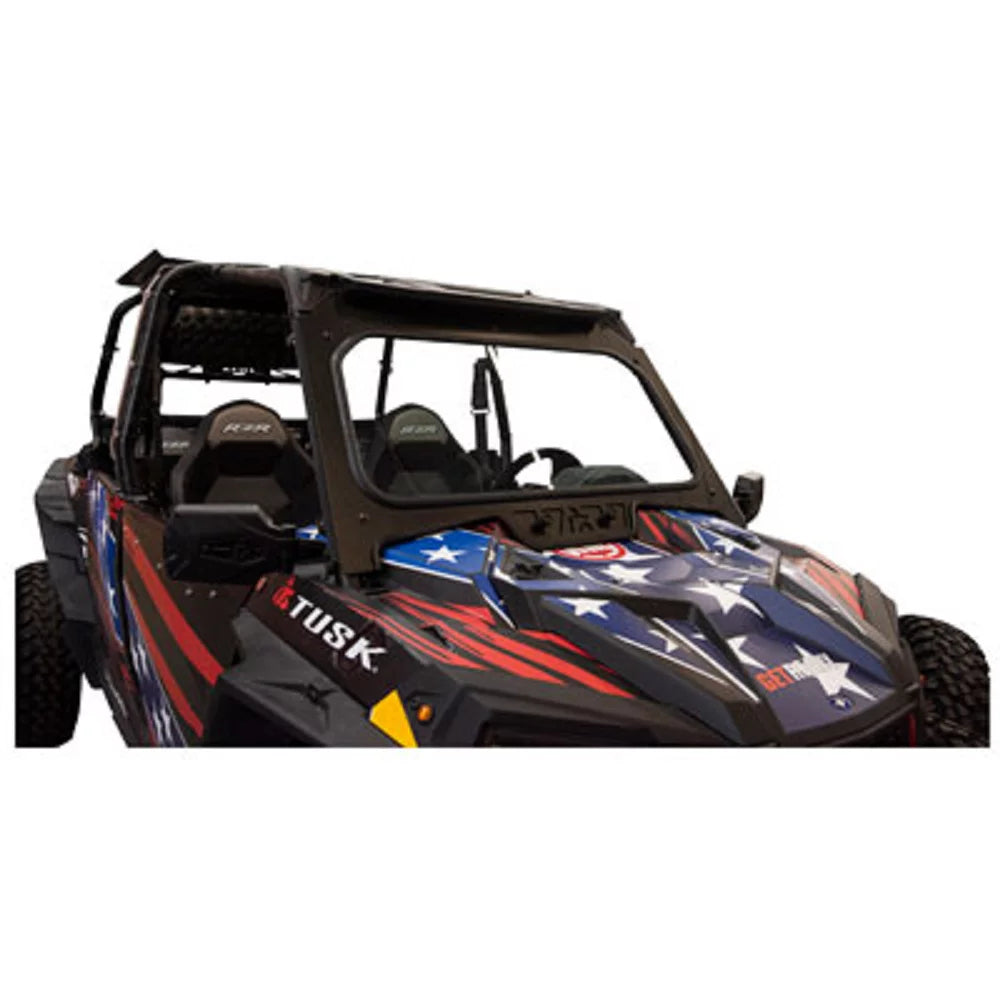 UTV Full Glass Windshield With Vent and 12" Windshield Wiper Compatible With Polaris RZR XP Turbo Limited Edition 2019