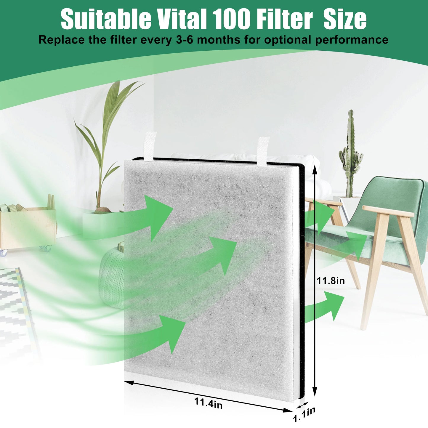 AMI PARTSize Vital 100 True HEPA Replacement Filter Fits Air Purifier Vital 100, Vital 100-RF