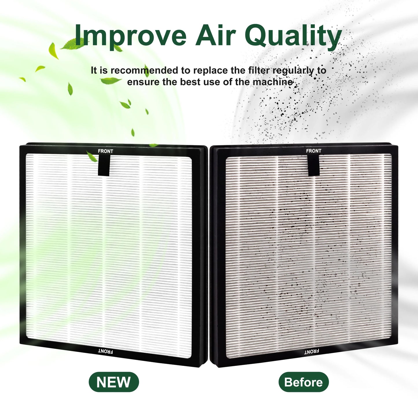 AMI PARTSize HY4866 Replacement Filter of Air Purifier for H13 Ture HEPA Filter Air Purifier, 4 Packs