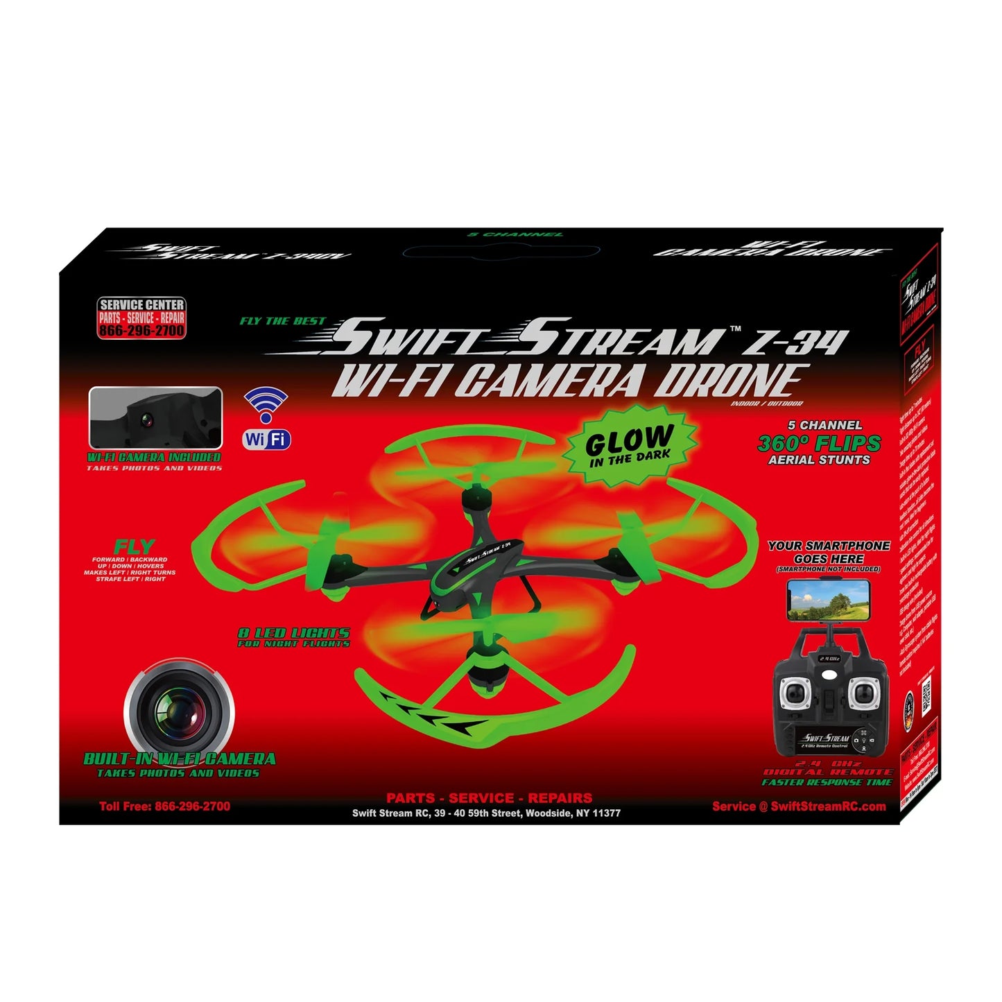 Sizewift Sizetream RC Z-34 Glow in the Dark Wi-Fi Camera Drone, Aerial Sizetunts, Headless Mode & Auto Return