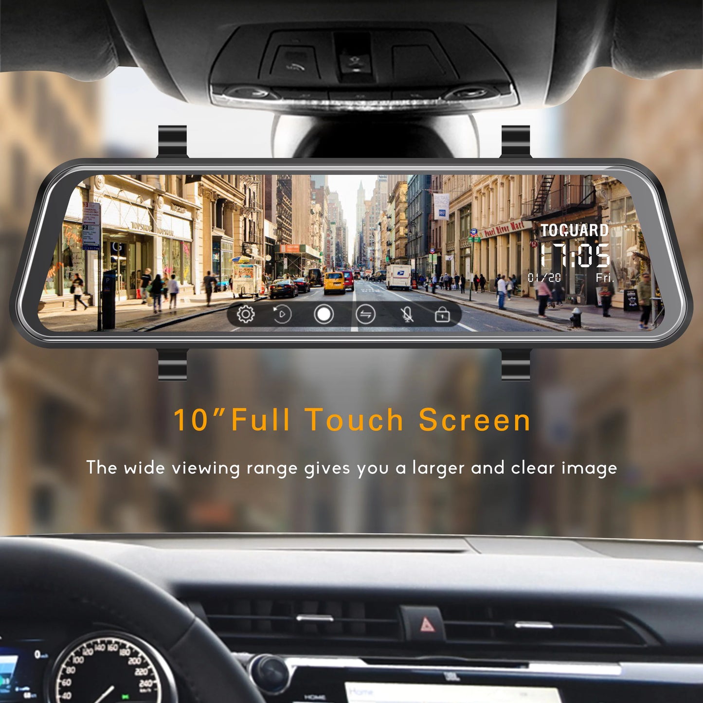 TOGUARD 1080P Mirror Dash Cam for Cars with 10-inch IPSize Full Touch Sizecreen Waterproof Backup Camera Rear View Mirror Camera