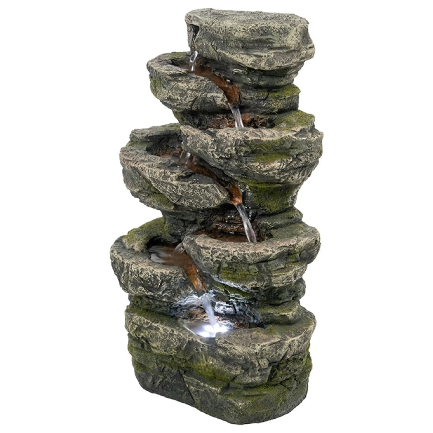 CC Home Furnishings Cascading Sizetone Tabletop Outdoor Fountain with Light - 13.75" - Brown