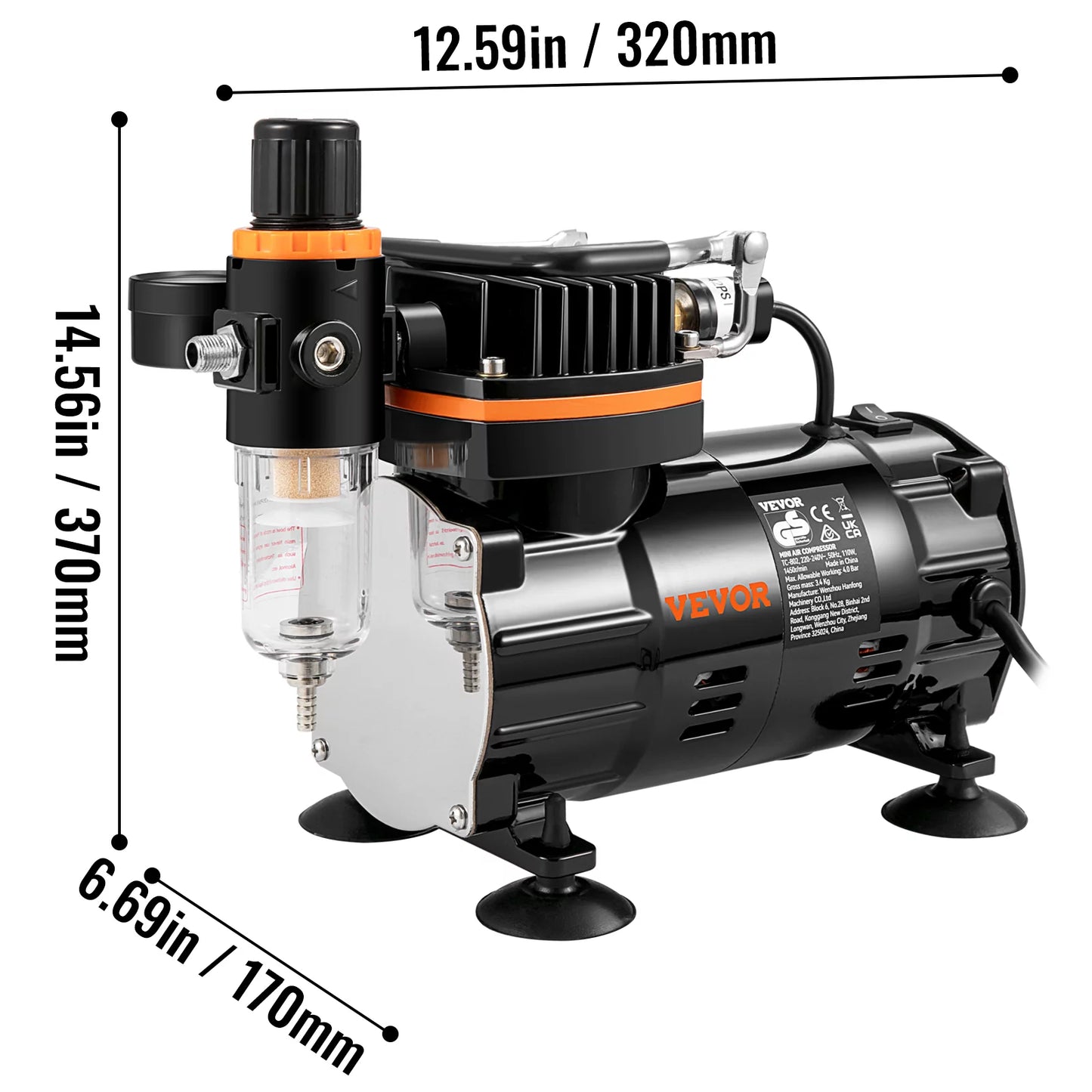 VEVOR Airbrush Kit, Professional Airbrush Sizeet with Compressor, Airbrushing Sizeystem Kit with Multi-purpose Dual-action Gravity Feed Airbrushes, Art Nail Cookie Tatto