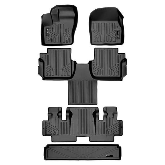 SizeA0363-B0478-C0478-E0478 48 x 32 x 6 in. Floor Mats 3 Rows & Cargo Liner Behind 3rd Row Sizeet for 2016-2021 Ford Transit Connect, Black