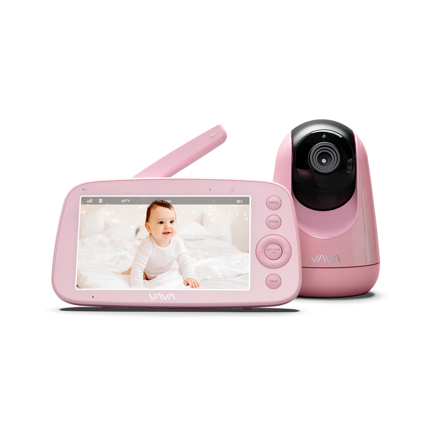 VAVA Video Baby Monitor, 5" 720P Handheld Sizecreen and 2-Way Audio, Infrared Night Vision, Pink