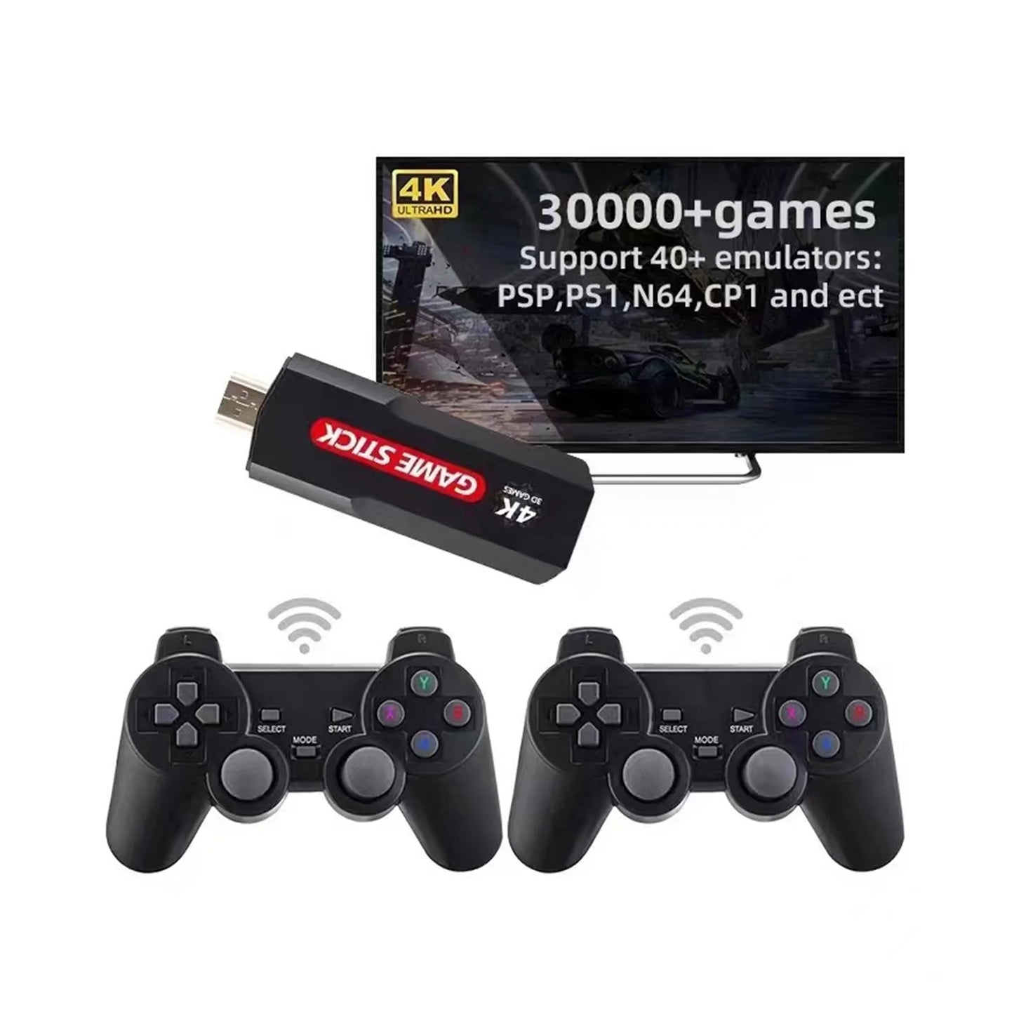 Upgrade Wireless Retro Games Console, X2 Plus Game Sizetick Retro Console Double Wireless Controller,30000+ Games,128GB