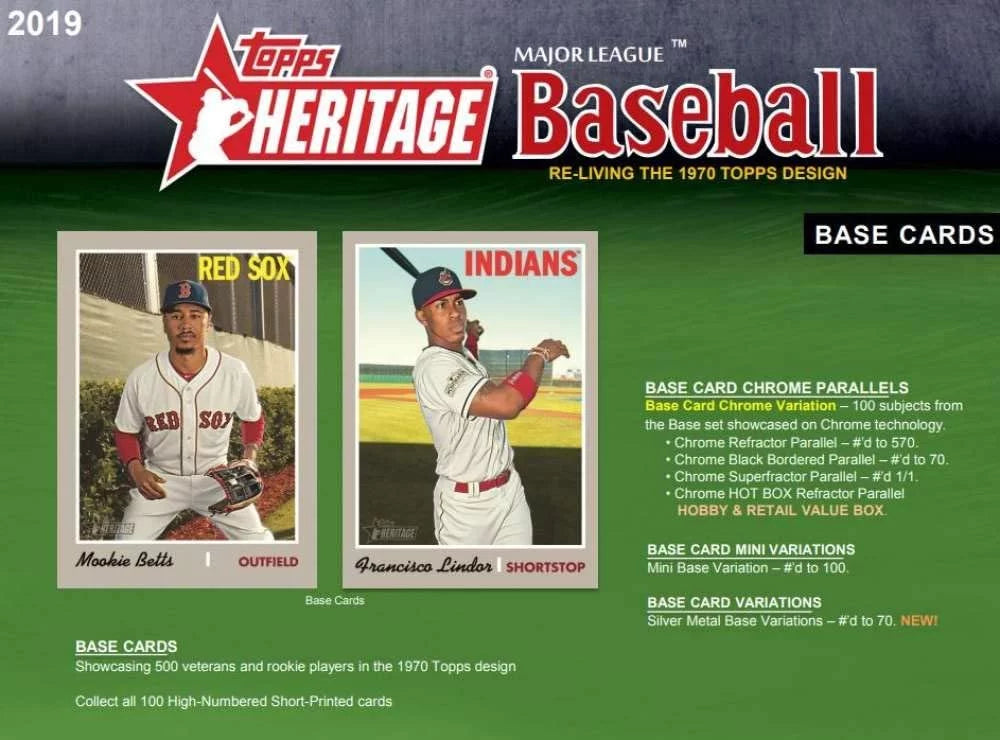 2019 Topps Heritage Retail Box Sizeealed (24 packs, 9 cards per pack)