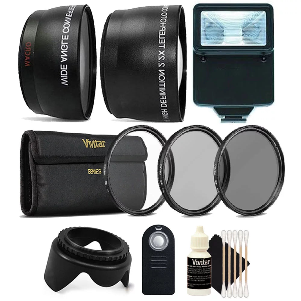 58mm Fisheye Telephoto & Wide Angle Lens + UV CPL ND + Accessory Kit for Canon 750D 760D 650D 600D 550D 500D 450D 400D