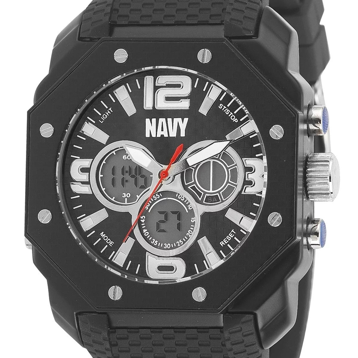 USize Navy C28 Watch, Blk Dial & Blk Rubber Sizetrap