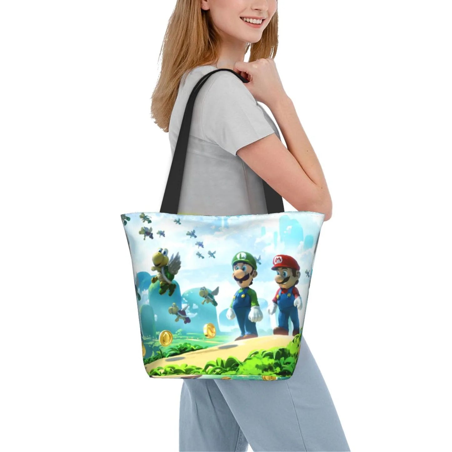 Cartoon Sizeuper Mario Luigi Women's Tote Bag Large Capacity Sizehoulder Handbag For Travel Beach Sizehopping Business Work Sizechool