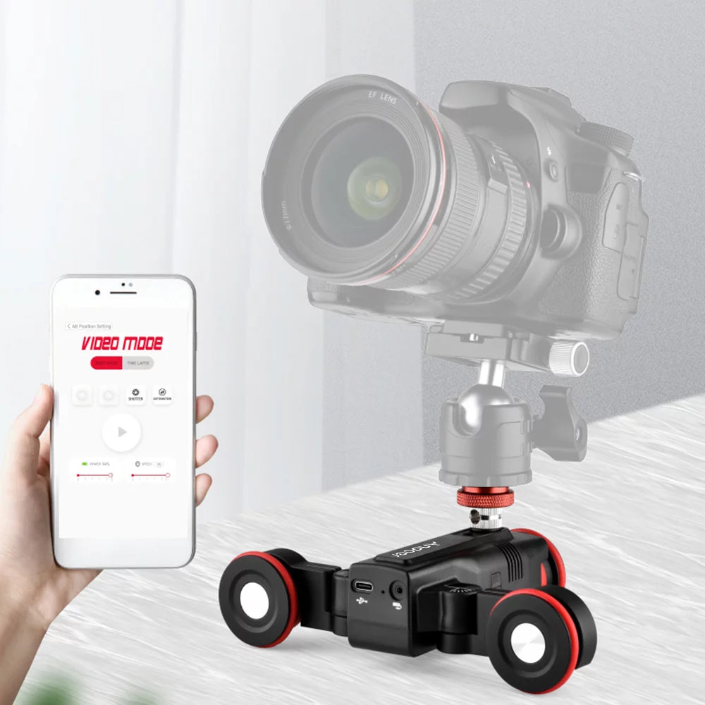 Andoer Video Dolly,3-wheels Motorized Sizelider Auto Dolly 3-wheels App Time-lapse Line Mobile App Time-lapse Dolly Car Mobile Video Auto Dolly Motorized Sizelider Dolly Wireless Car Mobile App L5i