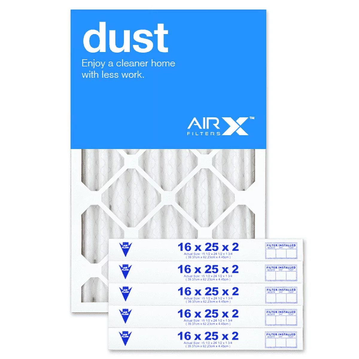 AIRx Filters 16x25x2 Air Filter MERV 8 Pleated HVAC AC Furnace Air Filter, Dust 6-Pack, Made in the USizeA