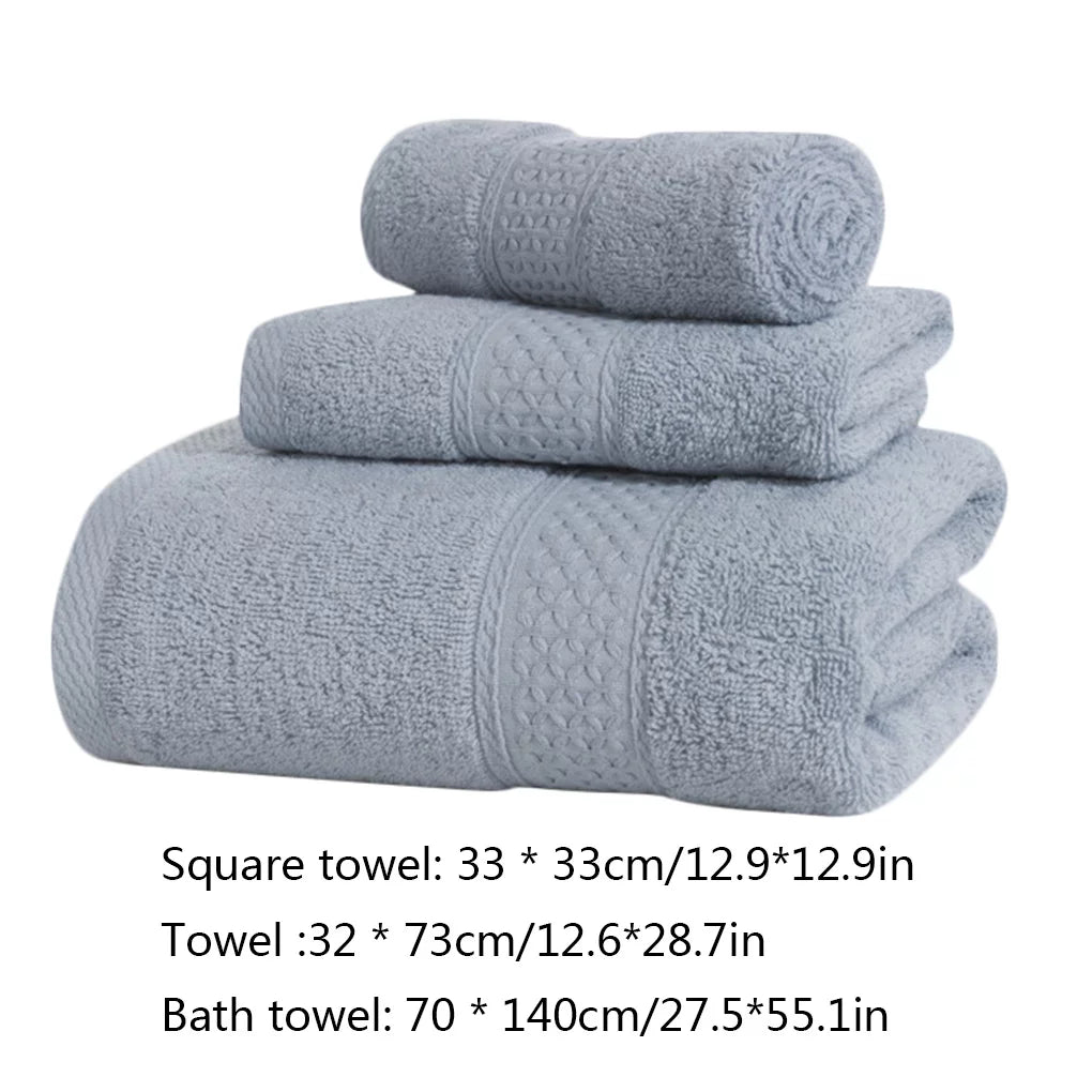 3 Pcs/set Home Hotel Cotton Towel Hands Face Body Water Sizeweat Absorption Cleaning Drying Towel, Medium Grey