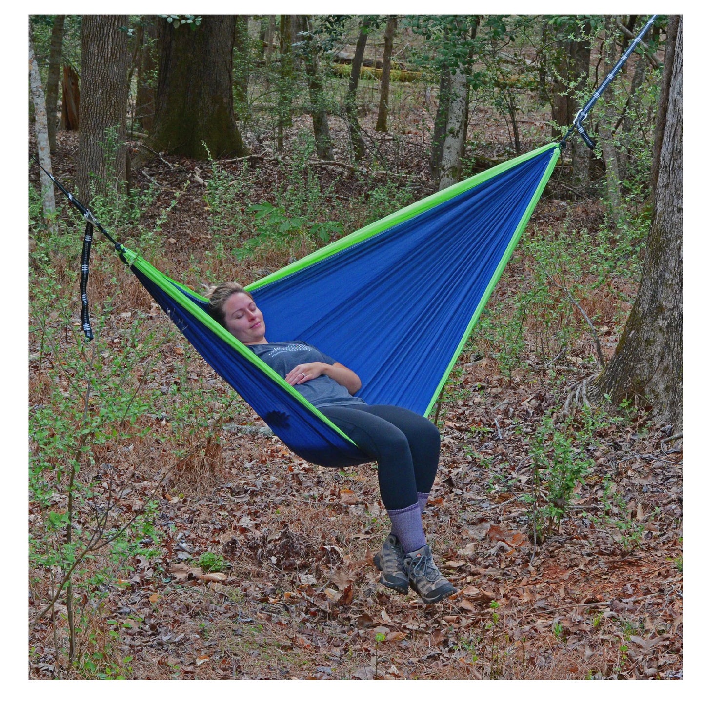 The Hamptons Collection 118" Green and Blue Polyester Traveler Camping Hammock