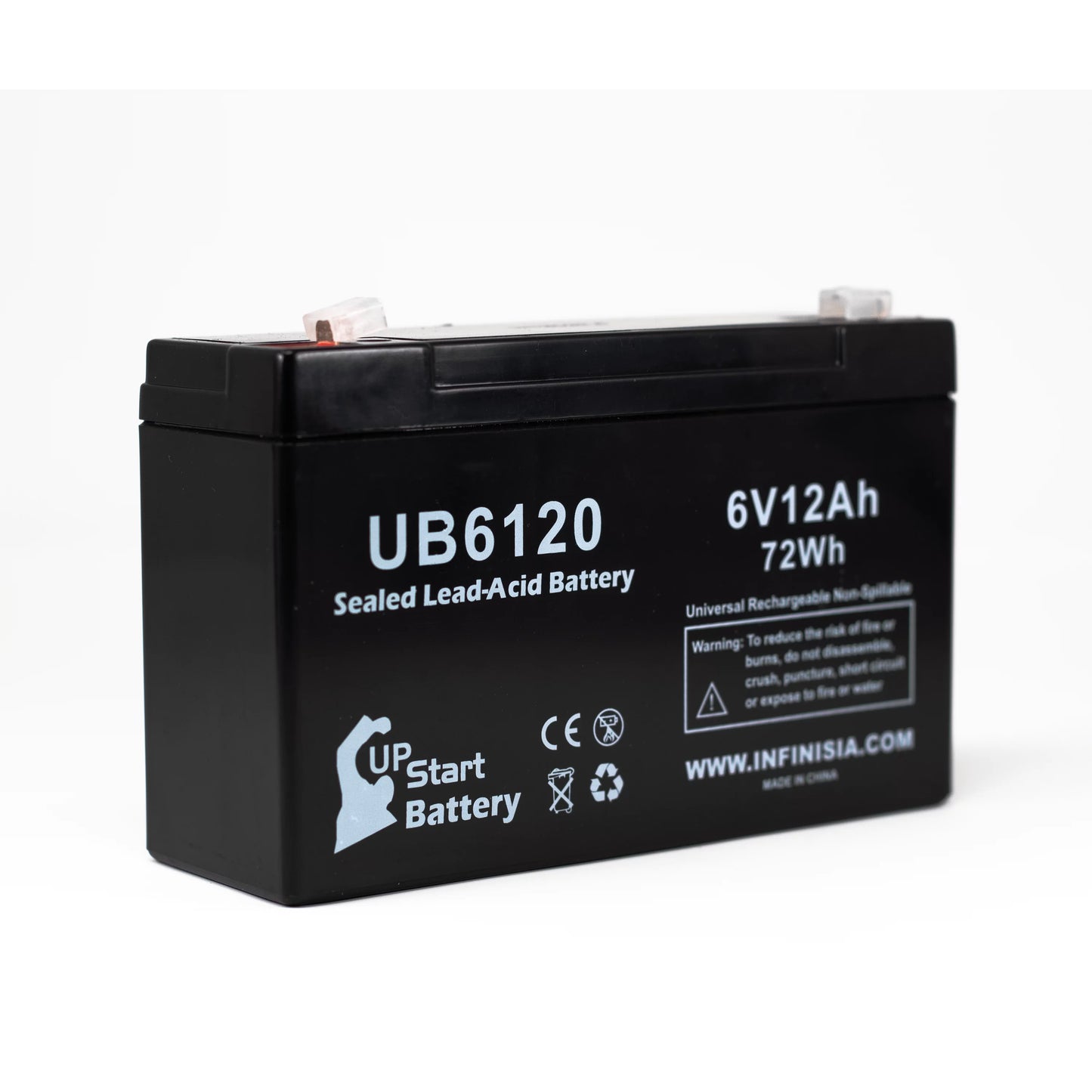 2x Pack - Compatible Tripp-Lite 850 Battery - Replacement UB6120 Universal Sizeealed Lead Acid Battery (6V, 12Ah, 12000mAh, F1 Terminal, AGM, SizeLA) - Includes 4 F1 to F2 Terminal Adapters