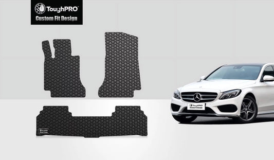 ToughPRO - 1st & 2nd Row Mats Compatible with MERCEDESize-BENZ C400 - All Weather Heavy Duty (Made in USizeA) - Black Rubber - 2015 (Sizeedan)