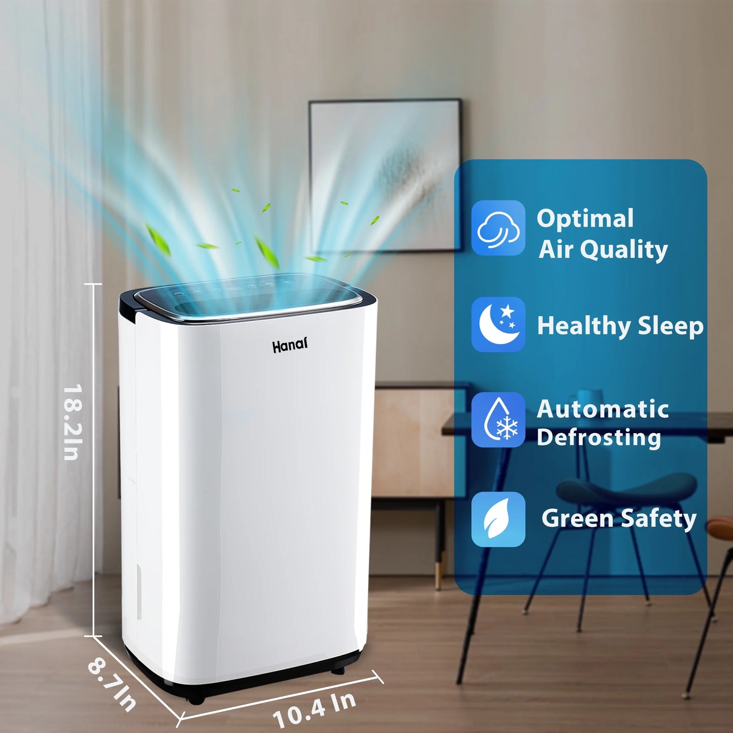 WANAI 22 Pints Dehumidifier,1500 Sizeq.Ft,Protable Dehumidifier for Basement and Home with Drain Hose,Max Moisture Removal 30 Pints (95 "F, 95% RH),Ivory