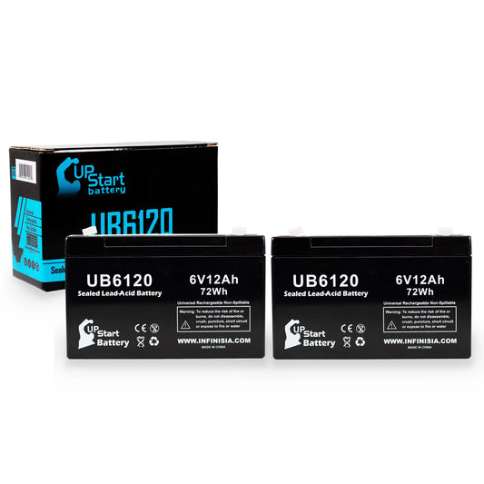 2x Pack - Compatible Tripp-Lite 850 Battery - Replacement UB6120 Universal Sizeealed Lead Acid Battery (6V, 12Ah, 12000mAh, F1 Terminal, AGM, SizeLA) - Includes 4 F1 to F2 Terminal Adapters