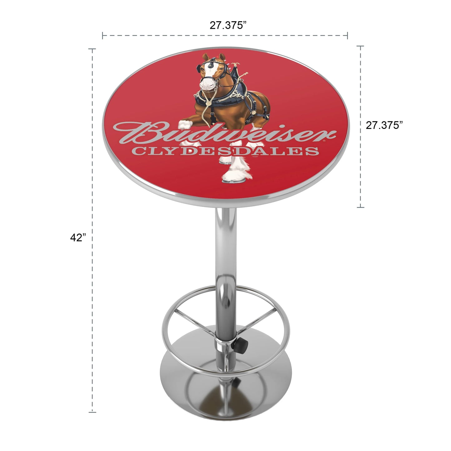 Budweiser Chrome Pub Table - Clydesdale Red