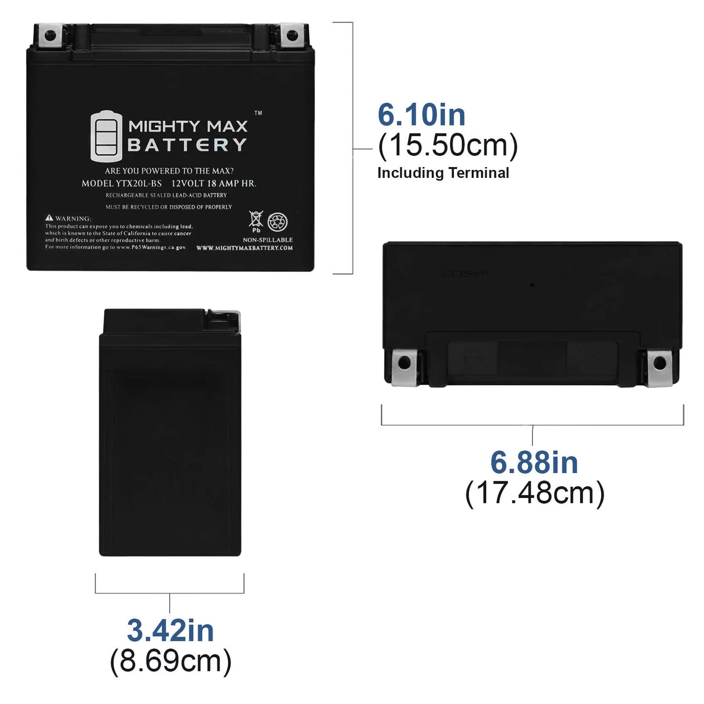 YTX20L-BSize Battery Replaces Kawasaki Jet Sizeki JSize800 SizeX-R Jet Sizeki 14