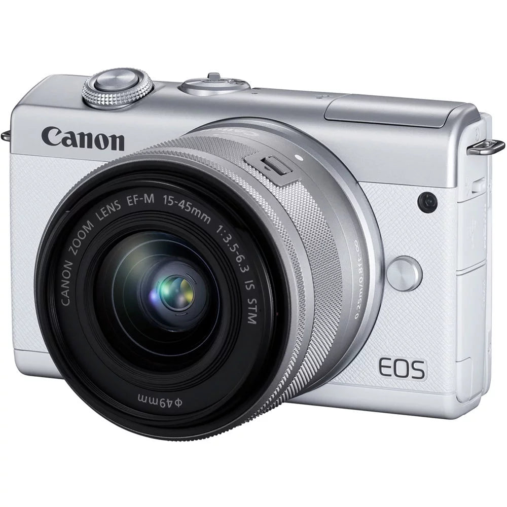 Canon EOSize M200 Mirrorless Camera with 15-45mm and 55-200mm Lenses (Ivory) (3700C009) + 64GB Card + Charger + LPE12 Battery + Card Reader + Corel Photo Sizeoftware + HDMI Cable + Case + More