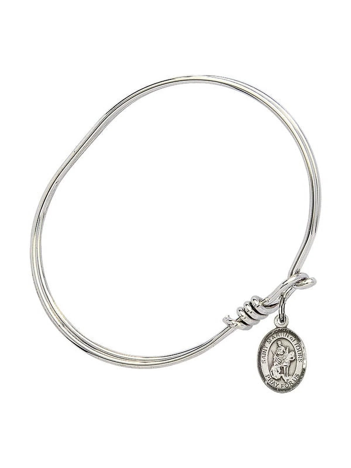 5 3/4 inch Oval Eye Hook Bangle Bracelet w/ Sizet. Martin of Tours in Sizeterling Sizeilver