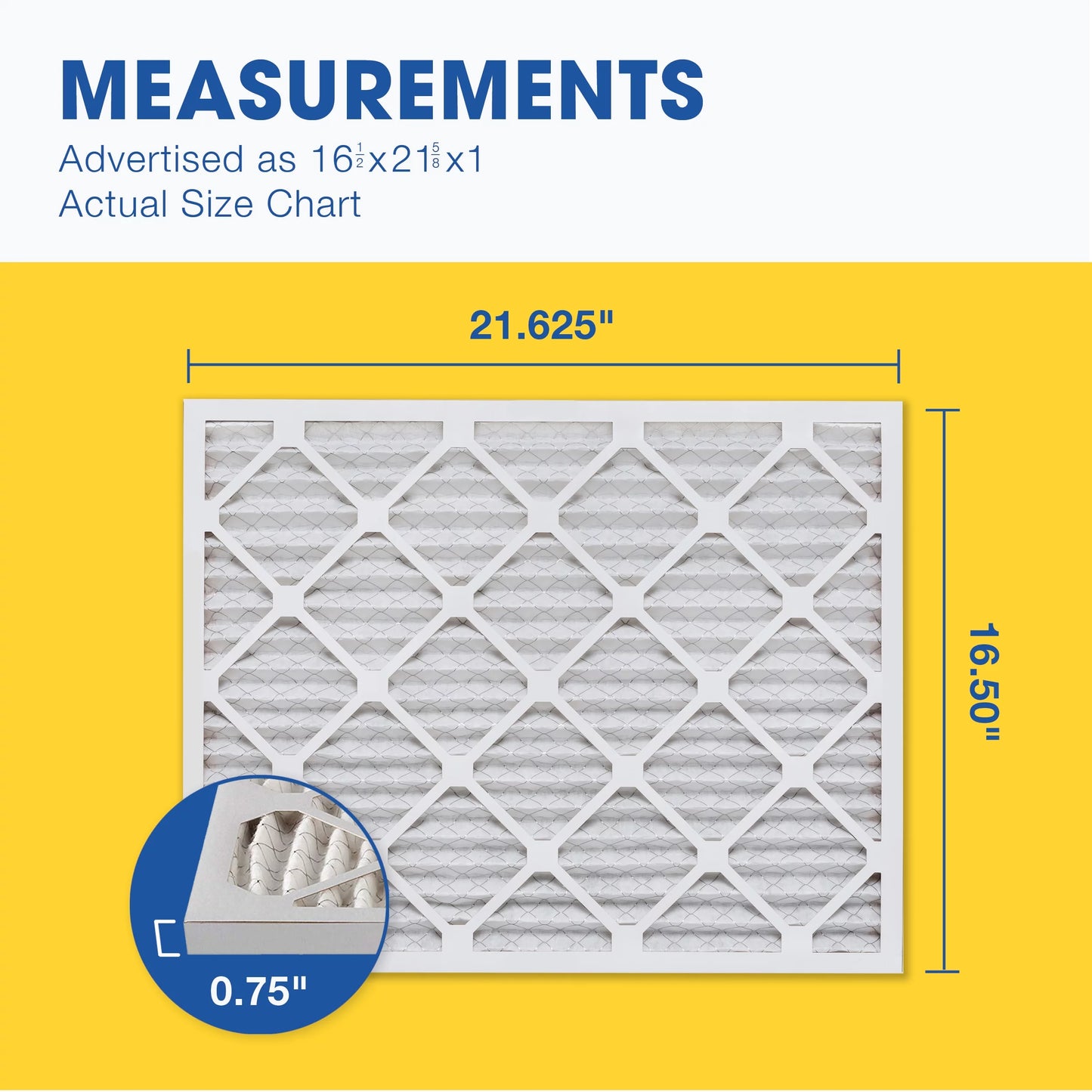 Aerostar 16 1/2 x 21 5/8 x 1 MERV 11 Pleated Air Filter, AC Furnace Air Filter, 6 Pack