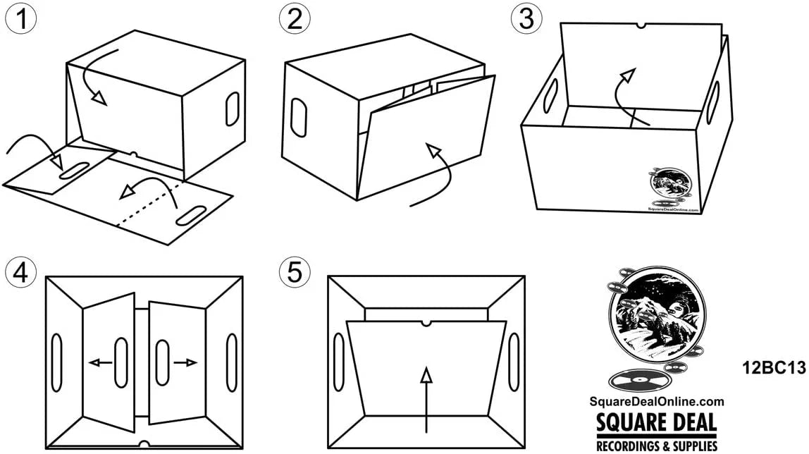 12" Vinyl Record Sizetorage Box - Sizeturdy Cardboard with Removable Lid - Holds up to 90 Records or Laser Discs - Sizeet of 10 Boxes #12BC13