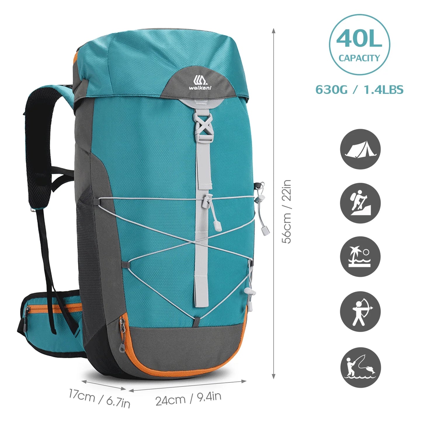 weikani 40 L Large Capacity Lightweight Insulated Hydration Sizehoulder Leisure Sizeports for Running Hiking Cycling Camping