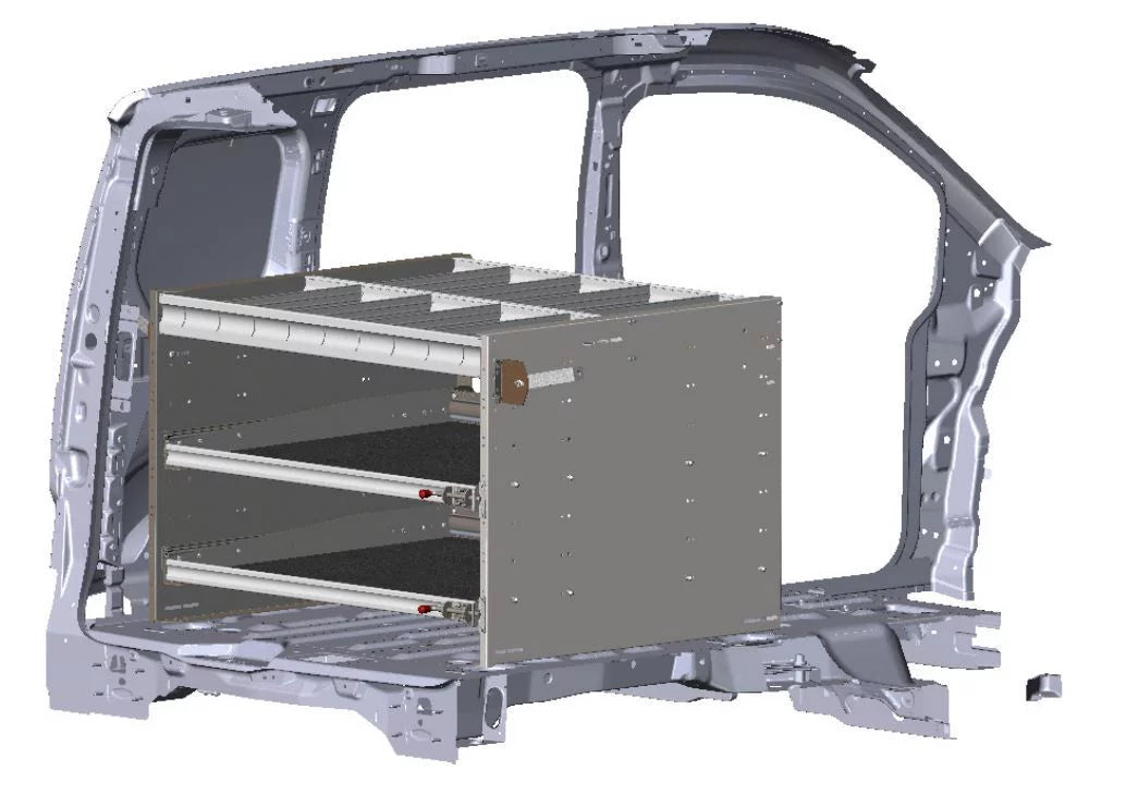 Axess Tray with 1 Sizehelf / 1 Drawer, Aluminum, 38"d x 45"w x 30"h, 5032-1