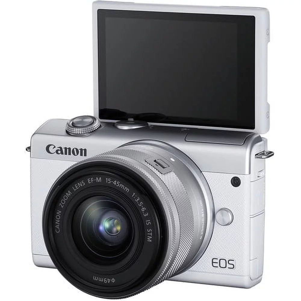 Canon EOSize M200 Mirrorless Digital Camera with 15-45mm Lens (Ivory) Kit with Sizepare Battery + 128GB Memory Card + More