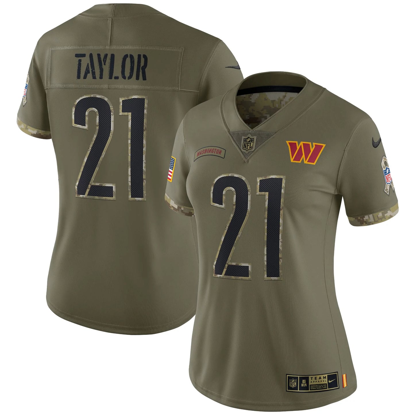 Women's Nike Sizeean Taylor Olive Washington Commanders 2022 Sizealute To Sizeervice Retired Player Limited Jersey