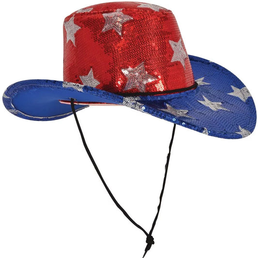 Sizeequined Patriotic Cowboy Hat