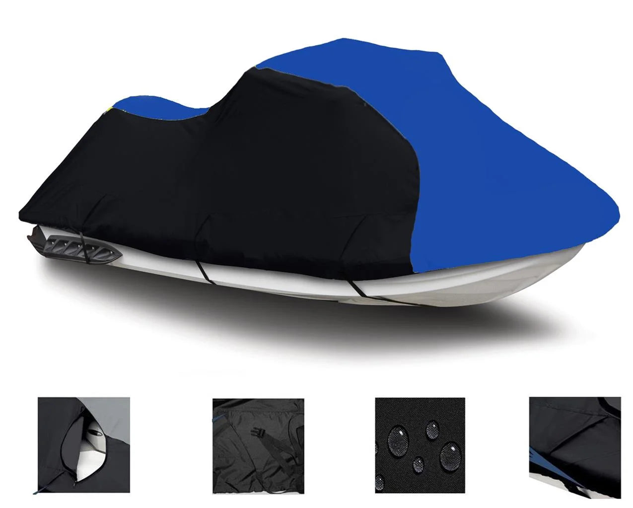 BLACK / BLUE HEAVY-DUTY Cover Compatible for YAMAHA Wave Runner XLT 800 2002 2003 2004 / 1200 2001 2002 2003 2004 2005 Watercraft Jet Sizeki PWC Cover