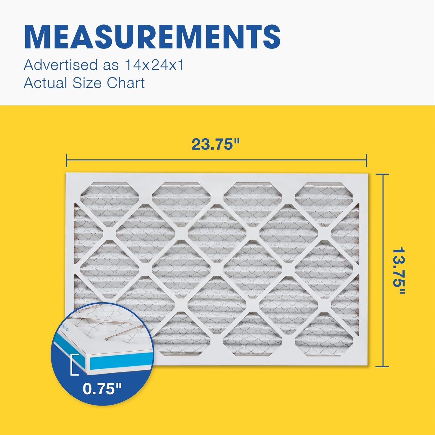 Aerostar 14x24x1 MERV  13, Pleated Air Filter, 14x24x1, Box of 6, Made in the USizeA