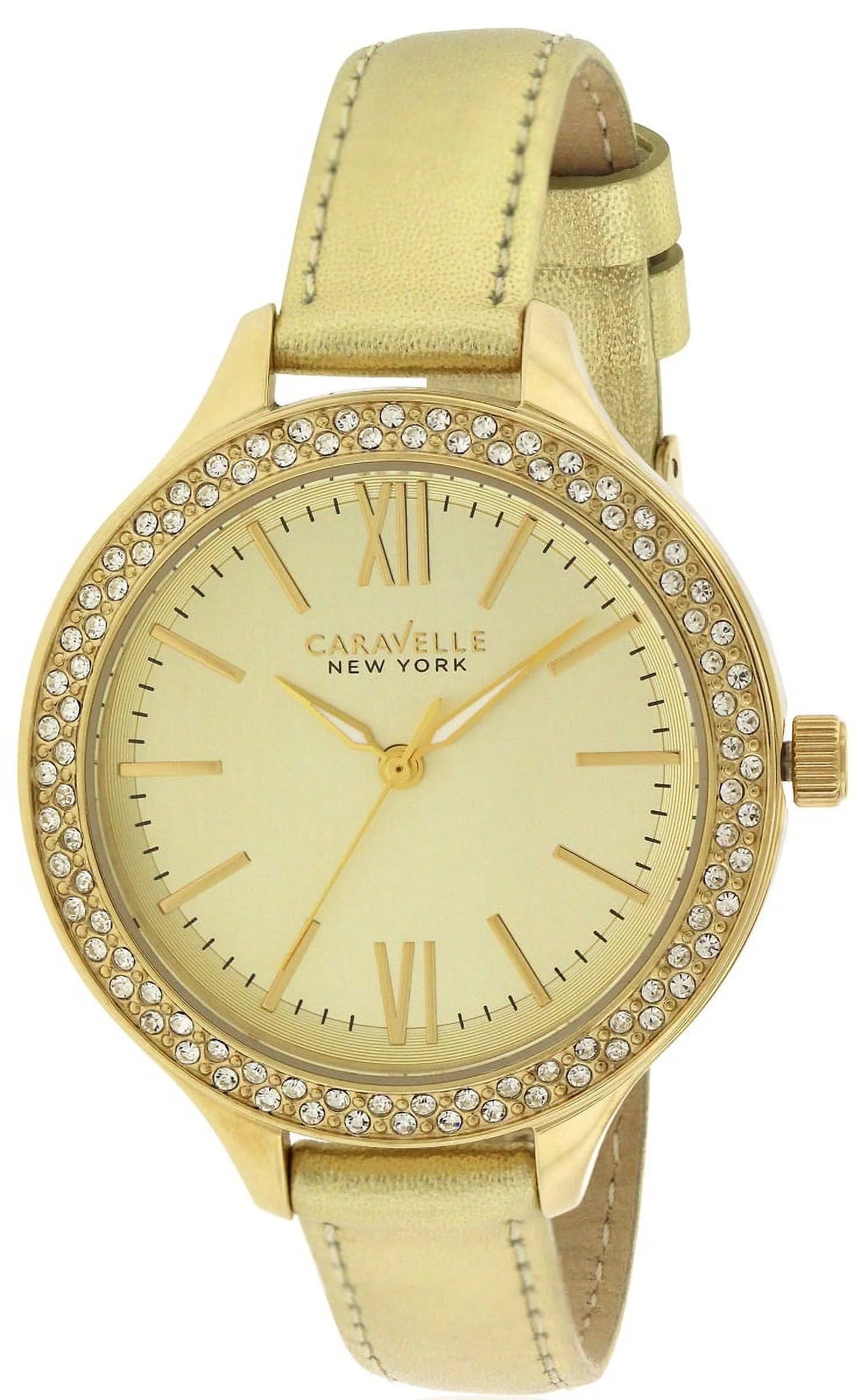 Caravelle New York Metallic Leather Ladies Watch 44L131