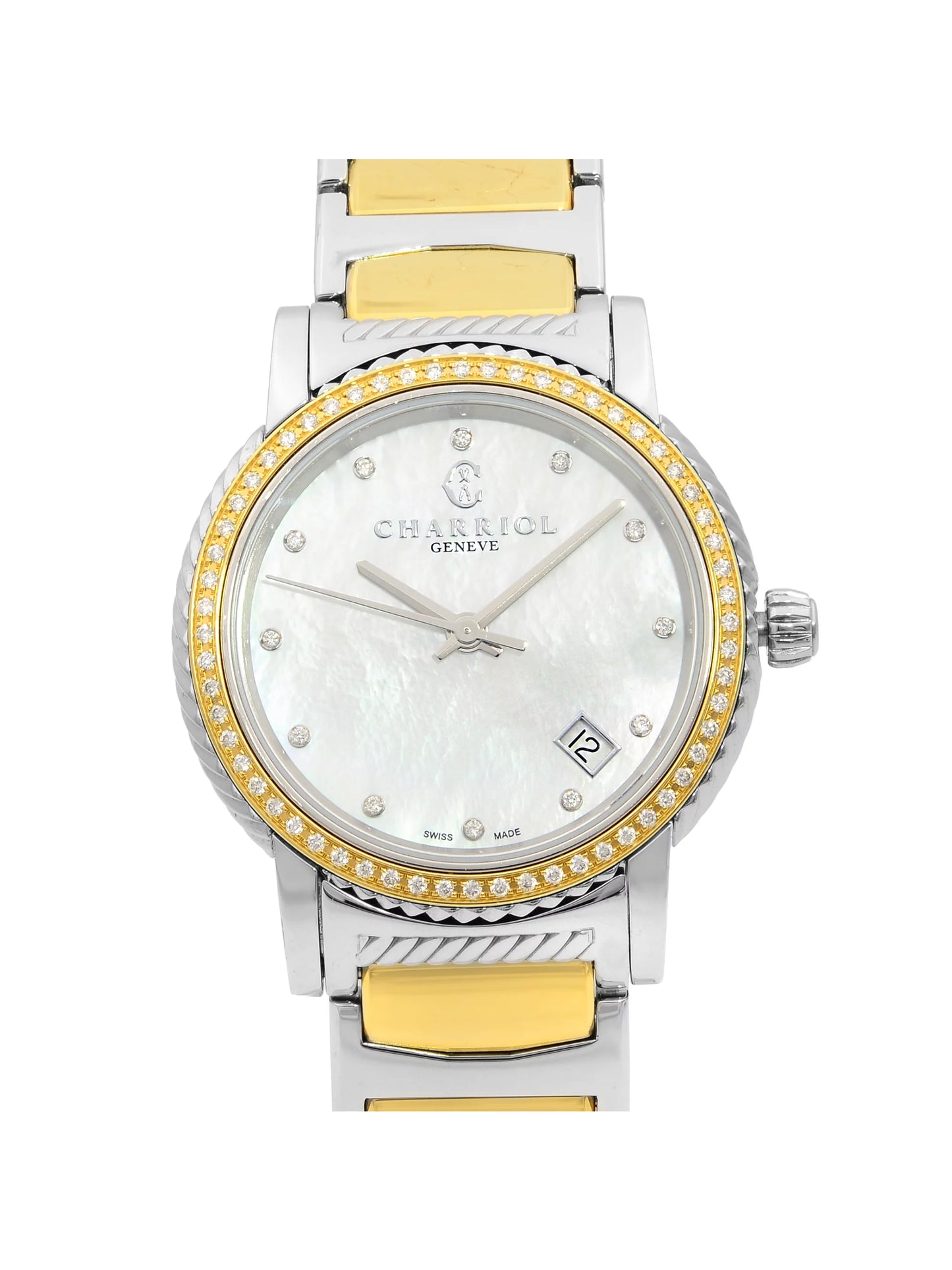 Charriol Parisii Sizeteel Diamond Ivory MOP Quartz Ladies Watch P33SizeY2D.921.001