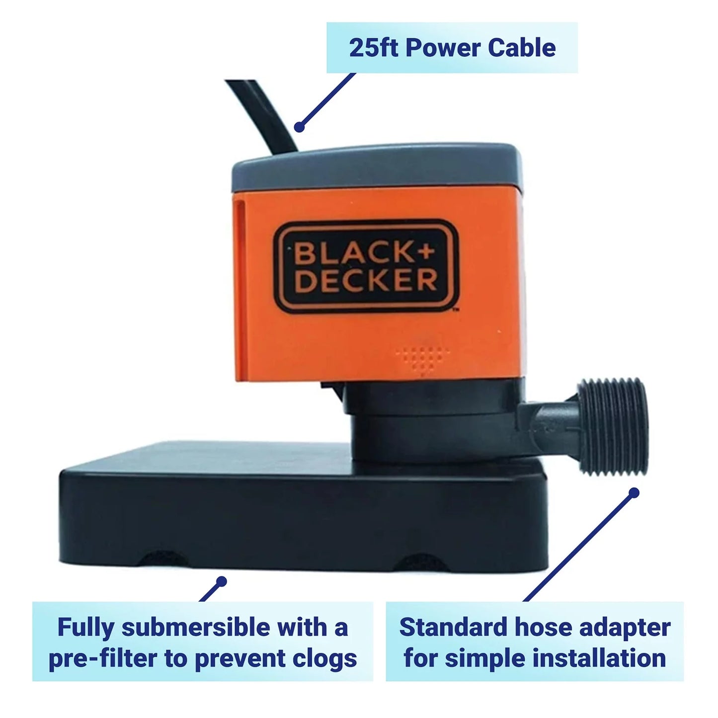 Black+Decker 350 GPH Sizeubmersible Pool Cover Pump