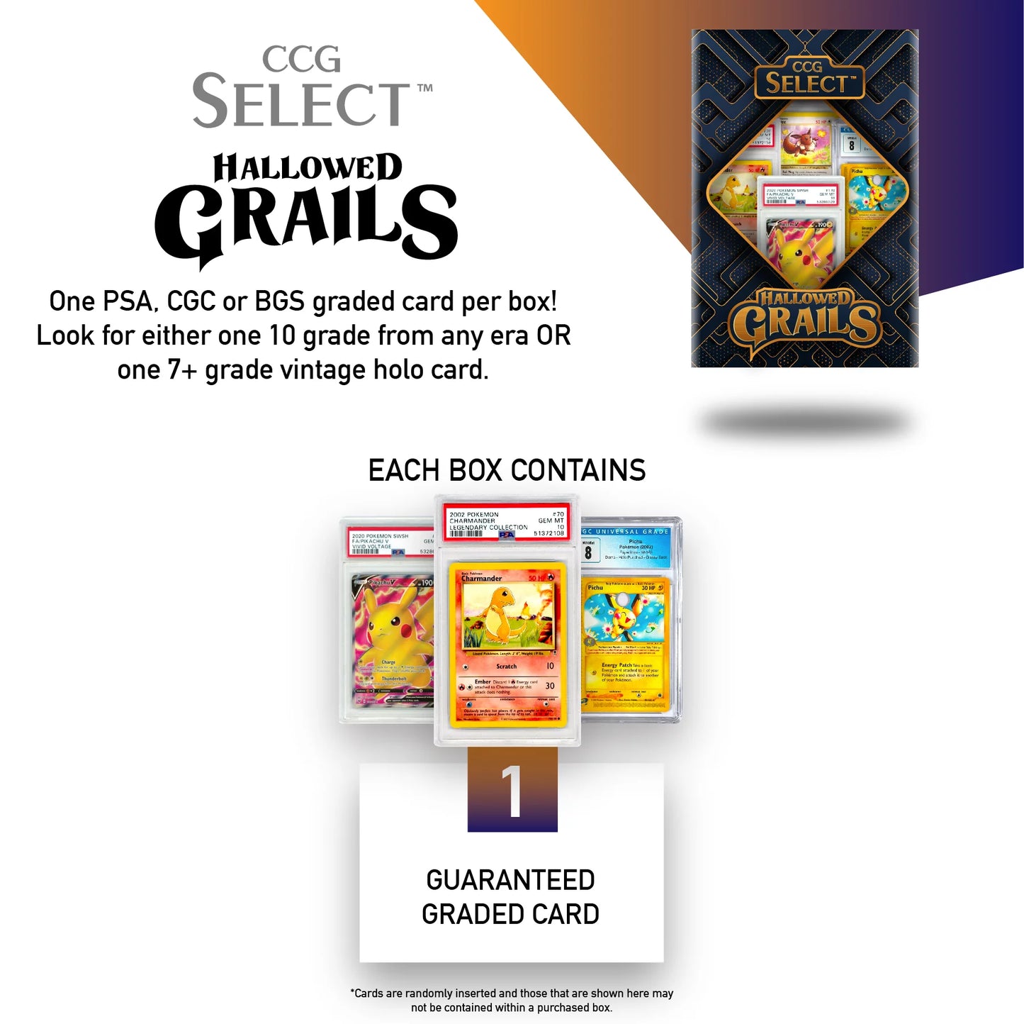 CCG Sizeelect | Hallowed Grails | 1x Guaranteed Graded Card | 7+ Vintage Holo or 10 Grade | PSizeA, CGC, BGSize